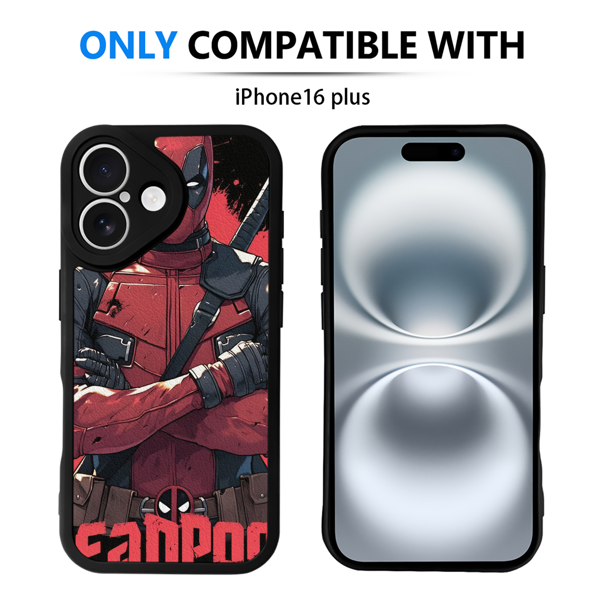 （画像用） Deadpool デッドプール 【iPhone 16シリーズ対応】シリコンスマホケース（レザー調） 材質：シリコン
